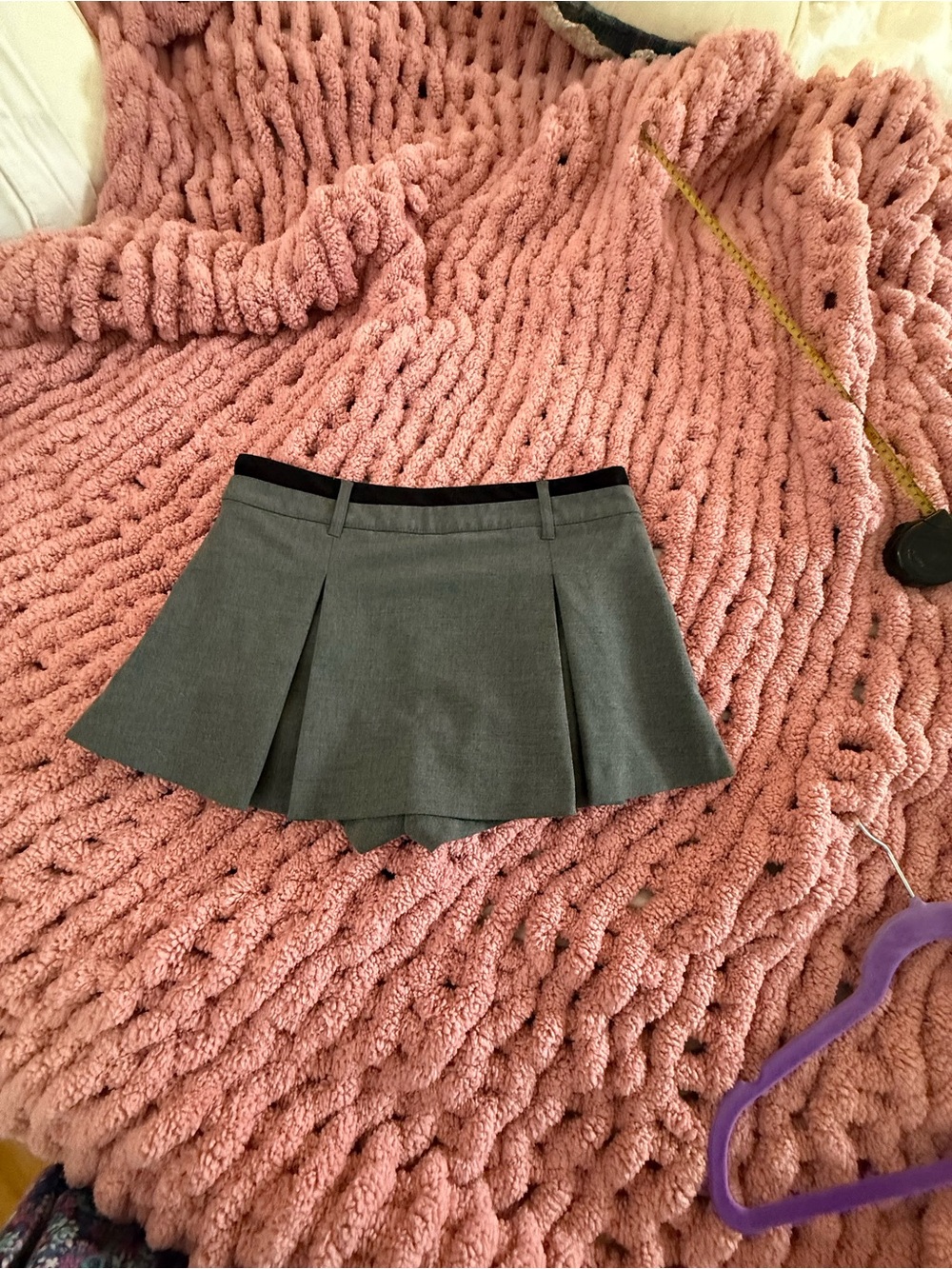 Y2K Grey Pleated Tennis Skort High Waist Tailored Skirt Shorts Bershka Small